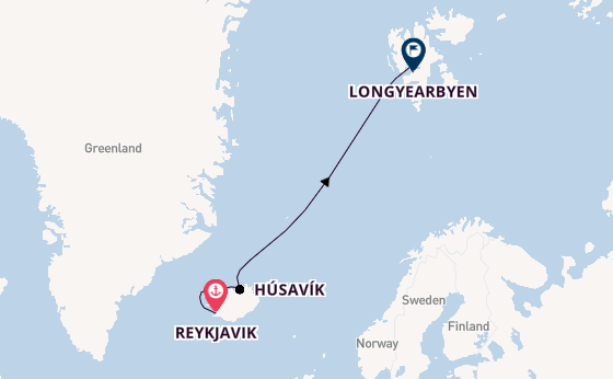 Arctic Ocean from Reykjavik, Iceland with the Silver Endeavour