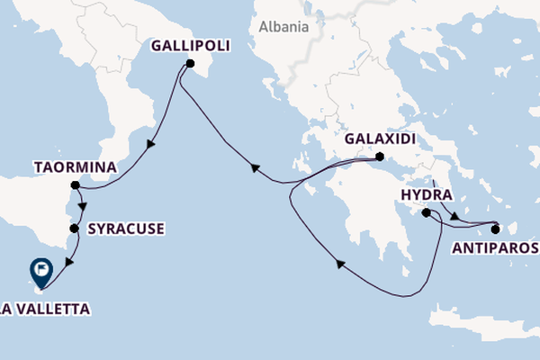 Middellandse Zee vanaf Athene (Piraeus), Griekenland met de L'Austral