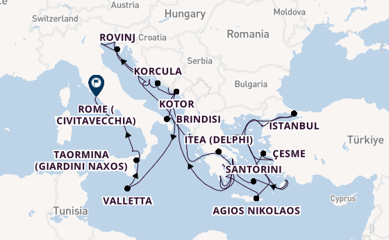 Eastern Mediterranean from Dubrovnik, Croatia with the Seabourn Ovation 