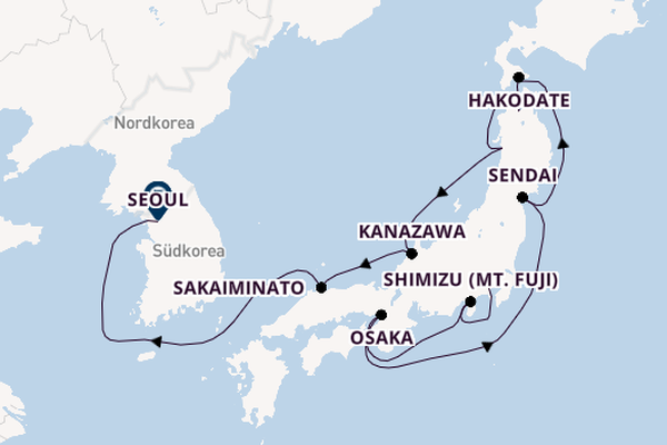 Japan ab Yokohama (Tokio), Japan auf der Norwegian Jade