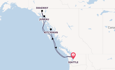 Alaska vanaf Seattle, Verenigde Staten met de Carnival Legend