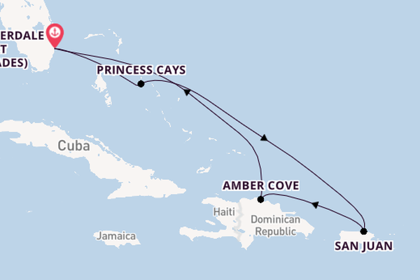 Caribbean from Fort Lauderdale (Port Everglades), Florida, USA with the Sun Princess