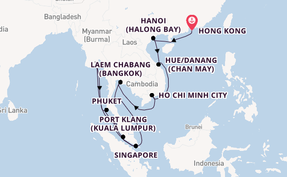 South East Asia from Hong Kong, China with the Azamara Pursuit