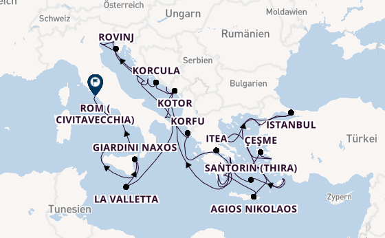 Östliches Mittelmeer ab Dubrovnik, Kroatien auf der Seabourn Ovation