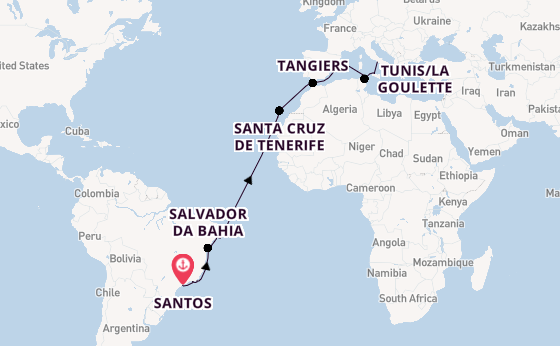 Transatlantic from Santos, Brazil with the MSC Virtuosa
