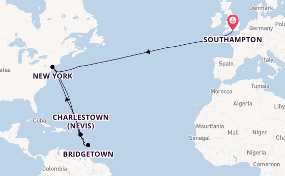 Transatlantic from Southampton, England with the Queen Mary 2
