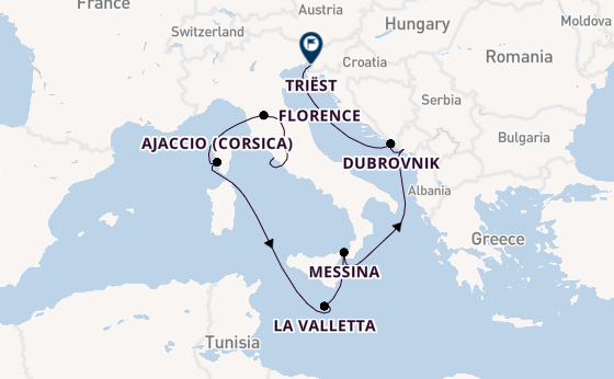 Westelijke Middellandse Zee vanaf Civitavecchia (Rome), Italië met de Enchanted Princess