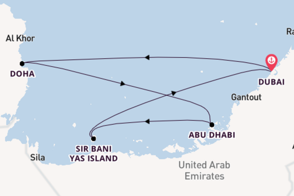 Persian Gulf from Dubai, United Arab Emirates with the MSC Euribia