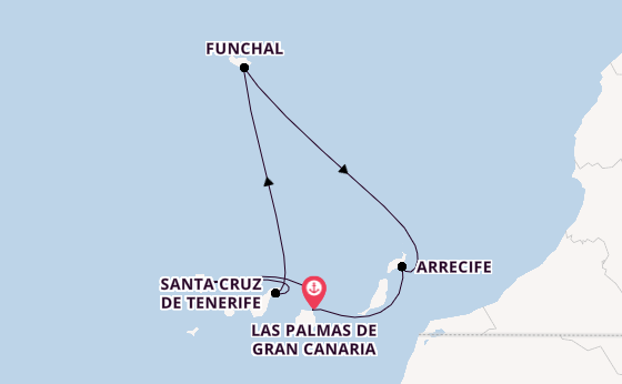 Canary Islands from Las Palmas de Gran Canaria, Canary Islands, Spain with the MSC Fantasia