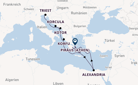 Mittelmeer ab Triest, Italien auf der Nieuw Amsterdam