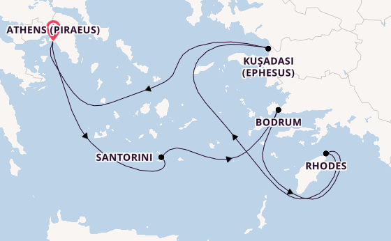 Eastern Mediterranean from Athens (Piraeus), Greece with the Nieuw Statendam