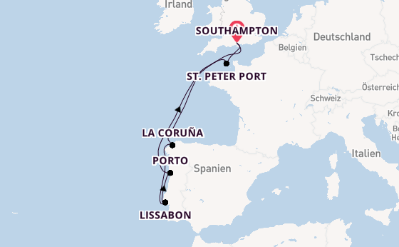 Vereinigtes Königreich ab Southampton, Großbritannien auf der Ventura