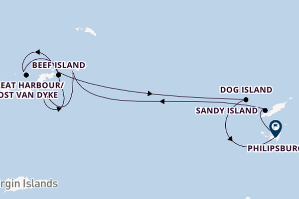 Oostelijke Caraïben vanaf Marigot, St. Maarten, Nederlandse Antillen met de Le Ponant