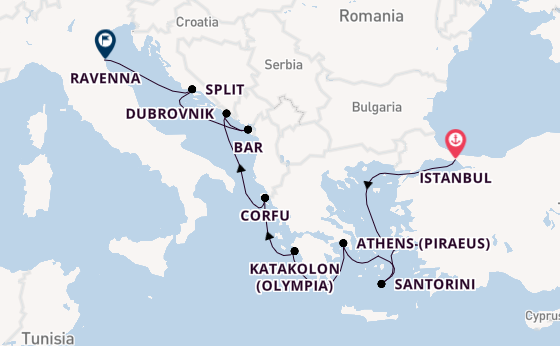 Eastern Mediterranean from Istanbul, Turkey with the Norwegian Viva