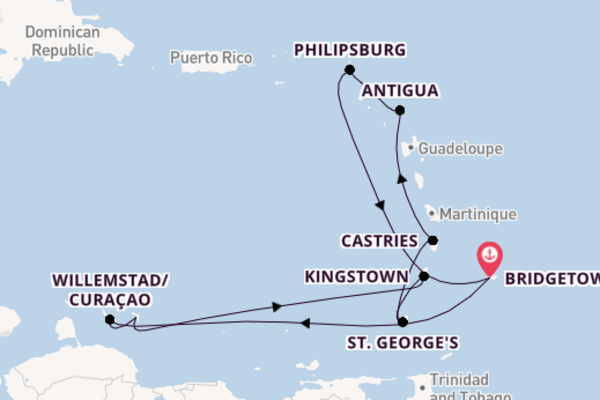 Southern Caribbean from Bridgetown, Barbados with the Britannia 