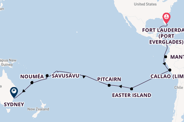Transpacific from Fort Lauderdale (Port Everglades), Florida, USA with the Volendam