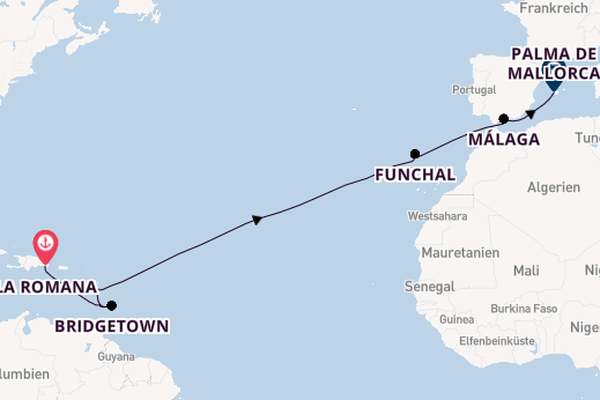 Karibik ab La Romana, Dominikanische Republik auf der Mein Schiff 1