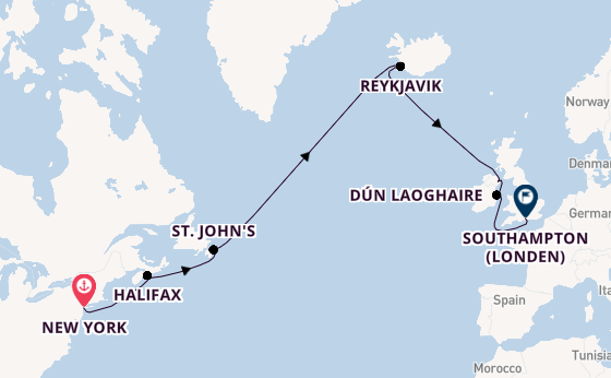 trans-Atlantisch vanaf New York, Verenigde Staten met de Seven Seas Splendor