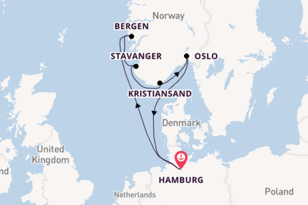 Norway from Hamburg, Germany with the MSC Preziosa