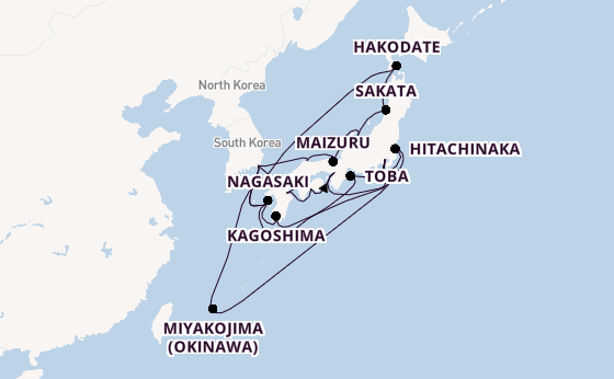 Japan from Tokyo, Japan with the Diamond Princess