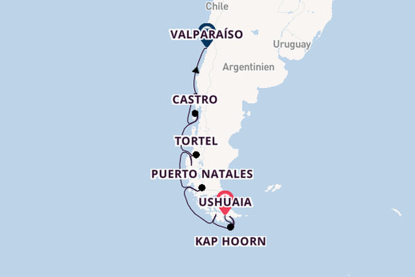 Transatlantik ab Ushuaia, Argentinien auf der MS Roald Amundsen