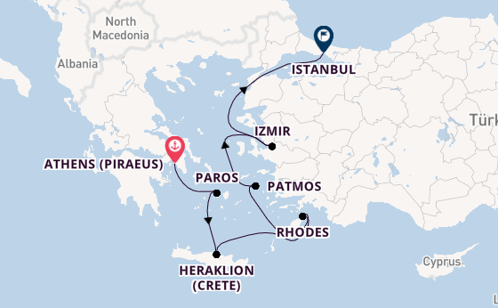 Eastern Mediterranean from Athens (Piraeus), Greece with the Sonata (Oceania)