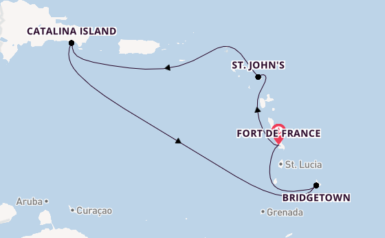 Karibik ab Fort de France, Martinique auf der MSC Opera