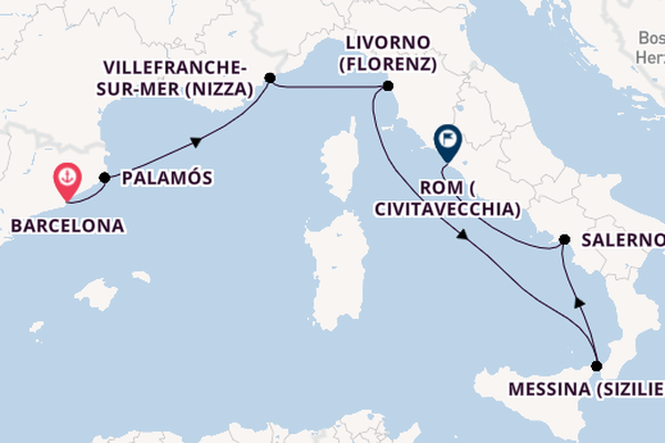 Westliches Mittelmeer ab Barcelona, Spanien auf der Norwegian Gem