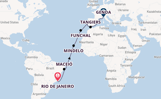 Transatlantic from Rio de Janeiro, Brazil with the MSC Seaview