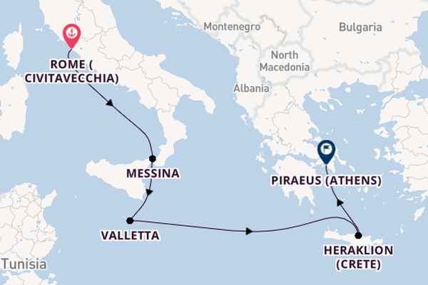 Mediterranean from Rome (Civitavecchia), Italy with the Costa Fortuna