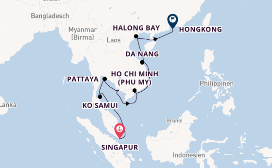 Südostasien ab Singapur, Singapur auf der Westerdam