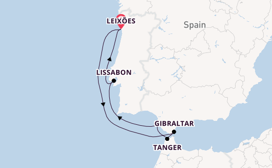 Portugal vanaf Leixões, Portugal met de Mein Schiff 6