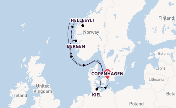 Norway from Copenhagen, Denmark with the Costa Diadema