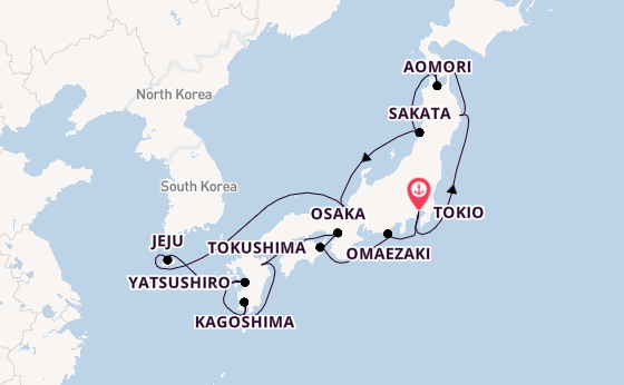 Japan vanaf Tokio, Japan met de Diamond Princess