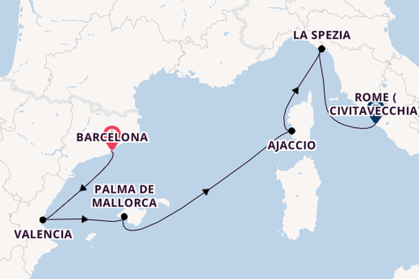 Western Mediterranean from Barcelona, Spain with the Queen Elizabeth
