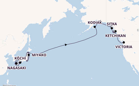 Transpacifisch vanaf Kobe, Japan met de Azamara Pursuit