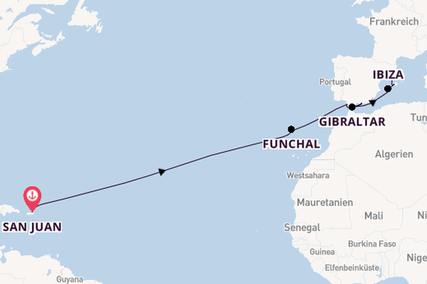 Westliches Mittelmeer ab San Juan, Puerto Rico auf der Norwegian Epic