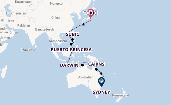 Australien ab Tokio, Japan auf der Costa Serena