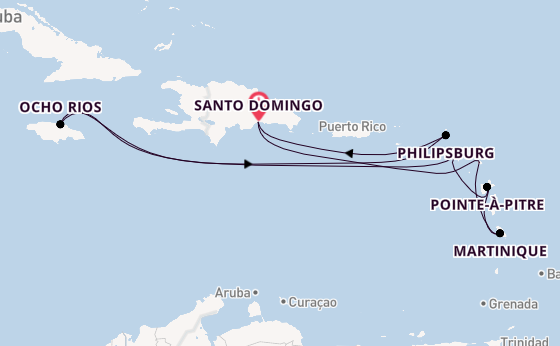 Caribbean from Santo Domingo, Dominican Republic with the Costa Serena