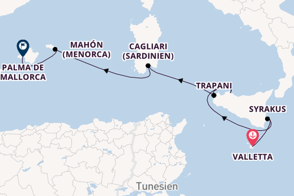 Westliches Mittelmeer ab La Valletta, Malta auf der SEA CLOUD SPIRIT