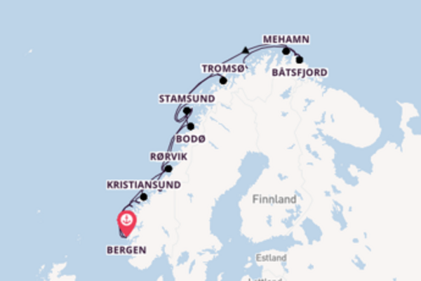 Norwegen ab Bergen, Norwegen auf der Nordlys