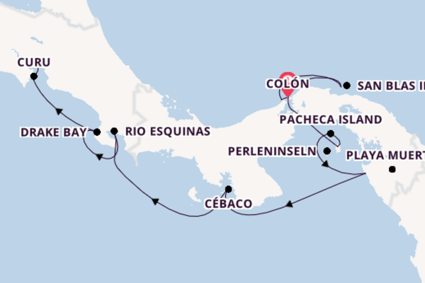 Mittelamerika ab Colón, Panama auf der Le Champlain