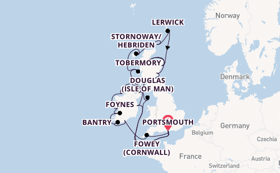 Britse Eilanden vanaf Portsmouth, Engeland met de Azamara Quest