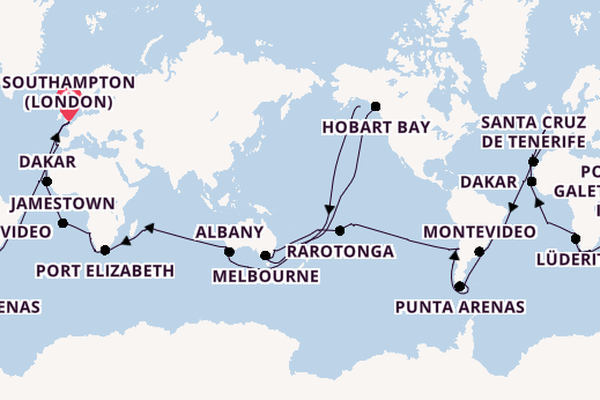 107 day expedition on board the Bolette from Southampton (London)