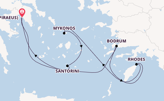 Eastern Mediterranean from Athens (Piraeus), Greece with the Scarlet Lady