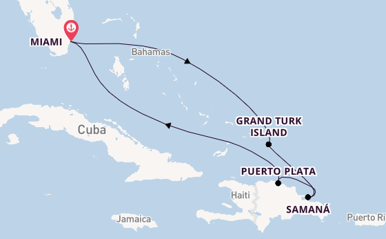 Caribbean from Miami, Florida, USA with the Resilient Lady