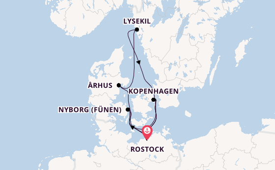 Europa vanaf Rostock, Warnemünde, Duitsland met AIDAdiva