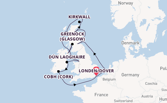 Verenigd Koninkrijk vanaf Londen/Dover, Groot-Brittannië met de Nieuw Statendam