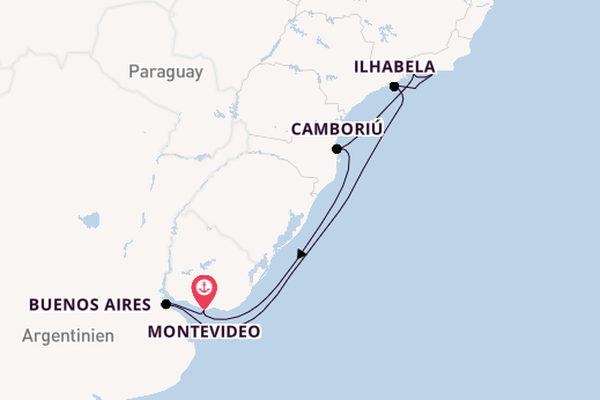 Südamerika ab Montevideo, Uruguay auf der MSC Fantasia