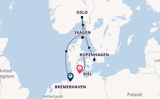 Noorwegen vanaf Kiel, Duitsland met de Artania